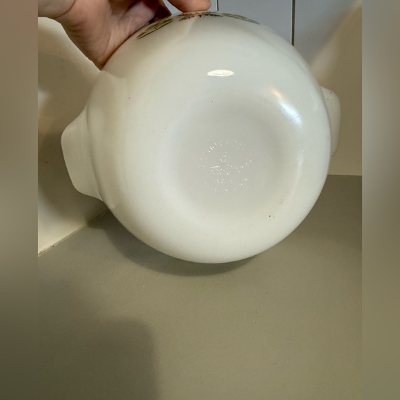 Vintage White Bowl with Green Floral Design - Picture 6 of 6